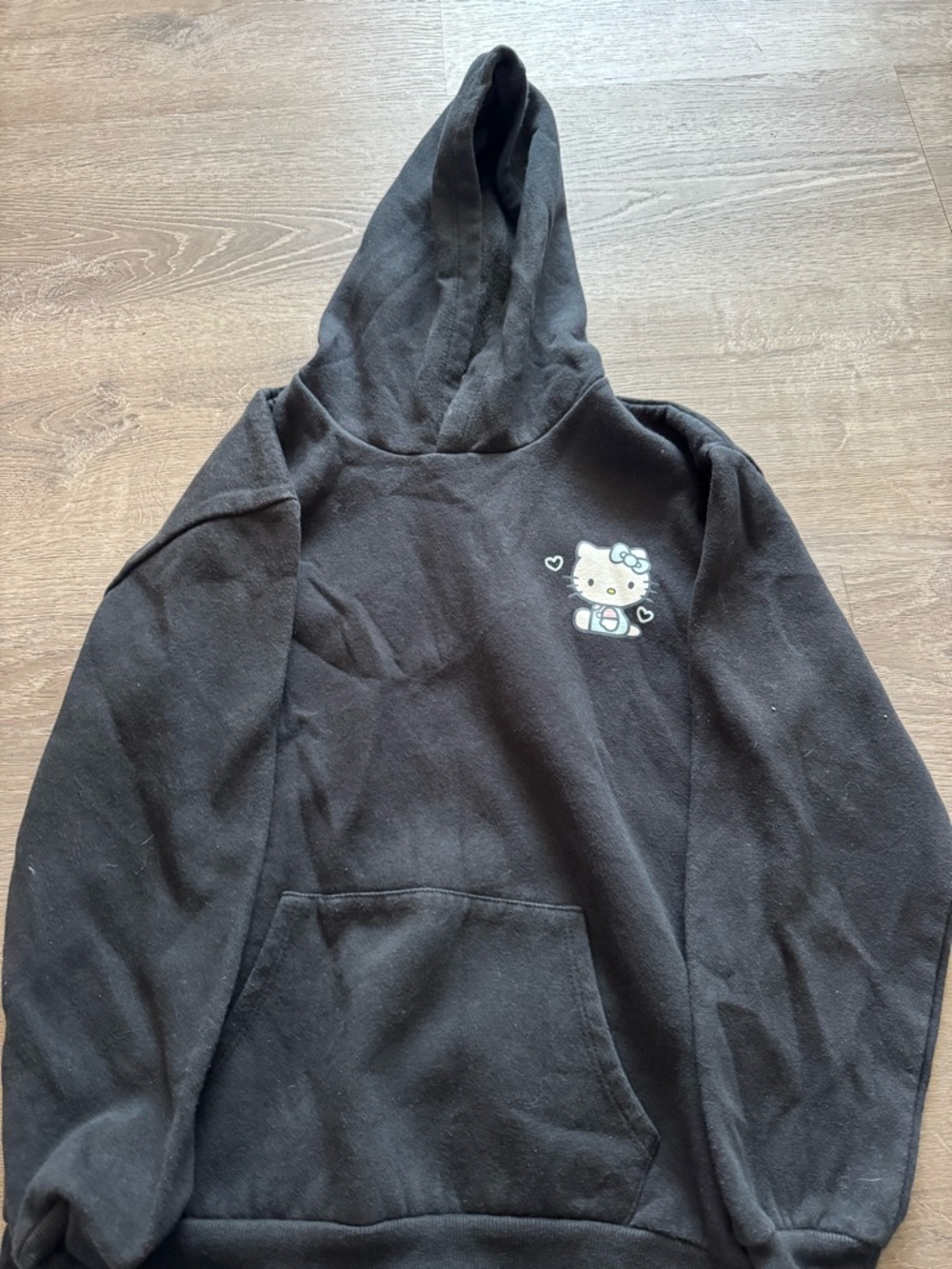 Hello Kitty Black Hoodie with Small Chest Graphic